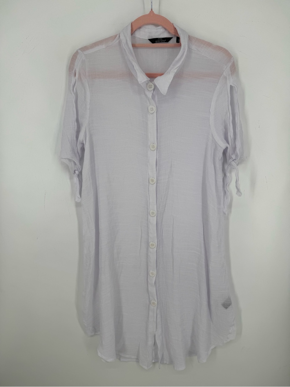 Mlle Gabrielle Coastal Beach Boho Gauze Lightweight White Mini Dress Size XL